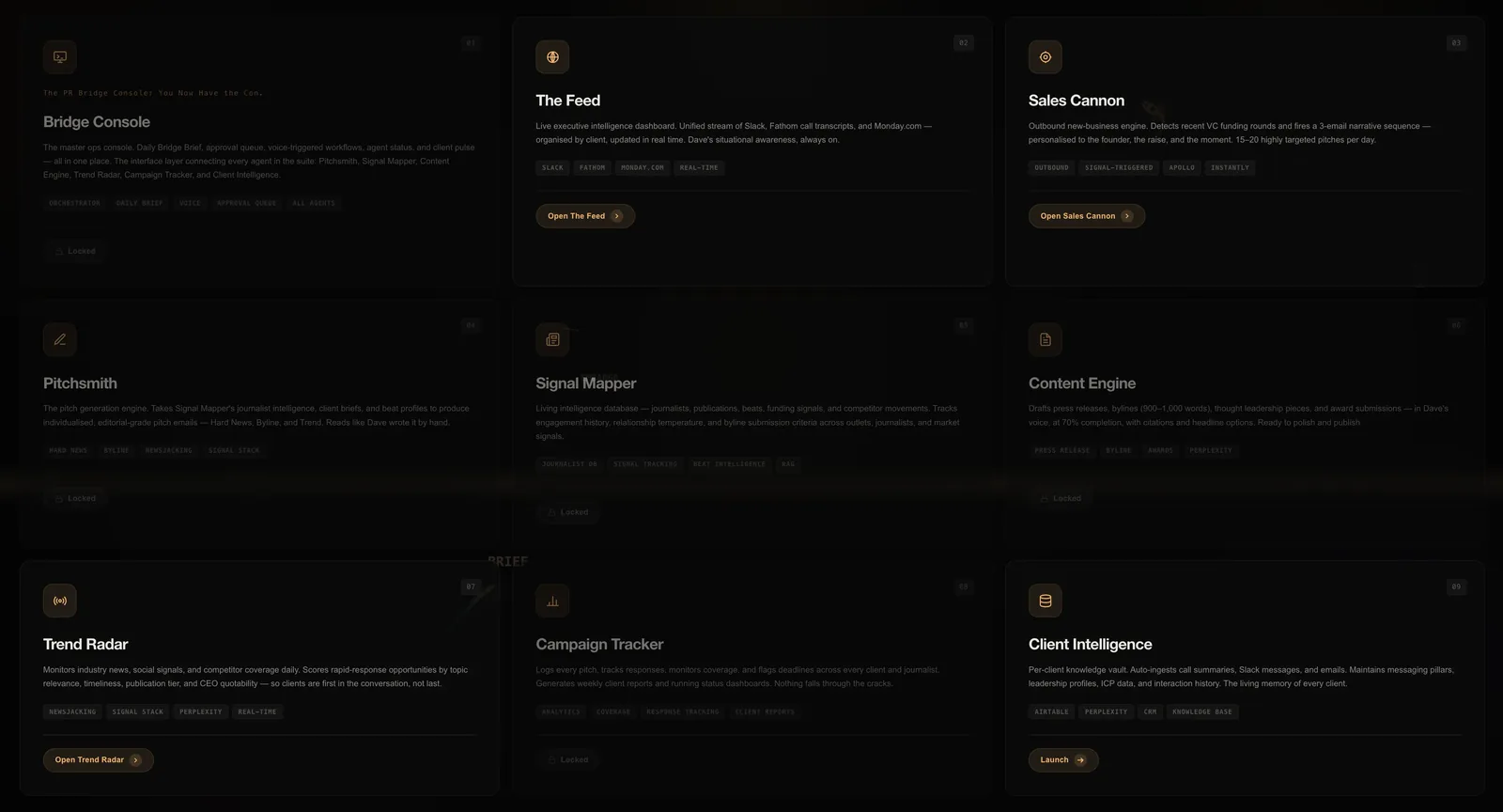 Nine product cards
